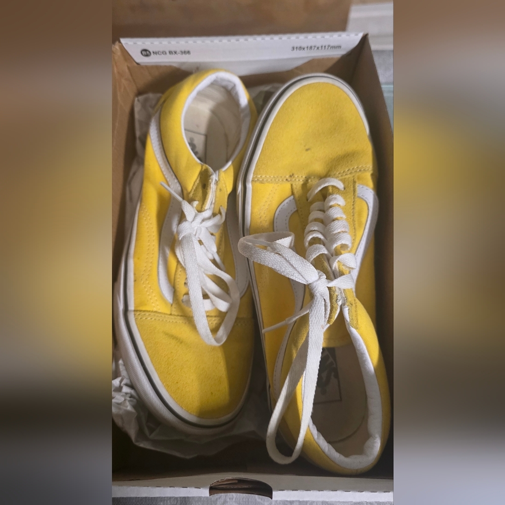 Vans Yellow and White Athletic Shoes